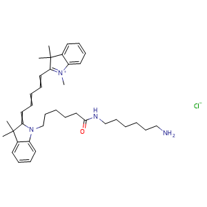 Chemical structure of Cyanine5 amine , CAS 2260830-73-5, AChemBlock AD287546
