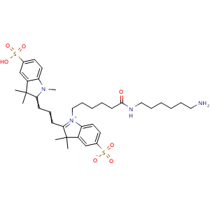 Chemical structure of DiSulfo-Cy3 amine , CAS 2183440-43-7, AChemBlock AD287549