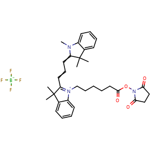 Chemical structure of Cyanine3 NHS ester (BF4) , CAS 2632339-91-2, AChemBlock AD287566