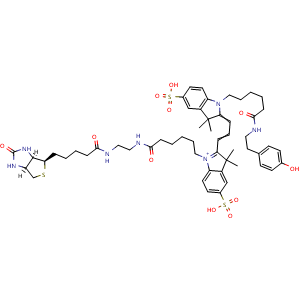 Chemical structure of Biotin-disulfo-Cy3 tyramide , AChemBlock AD287569