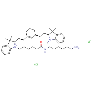 Chemical structure of Cyanine7 amine (Cyclohexene) , CAS 1650559-73-1, AChemBlock AD287579