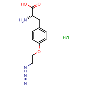 Chemical structure of (S)-2-Amino-3-(4-(2-azidoethoxy)phenyl)propanoicacid hydrochloride , CAS 1567845-62-8, AChemBlock AD287596