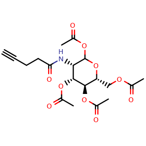 Chemical structure of 2-Deoxy-2-[(1-oxo-4-pentyn-1-yl)amino]-1,3,4,6-Tetraacetate-D-mannopyranose , CAS 935658-93-8, AChemBlock AD287607