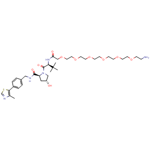 Chemical structure of (S,R,S)-AHPC-PEG6-NH2 , CAS 2086298-72-6, AChemBlock AD287636