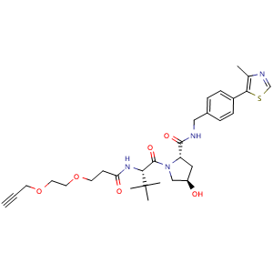 Chemical structure of (S,R,S)-AHPC-PEG2-alkyne , CAS 2242965-72-4, AChemBlock AD287641