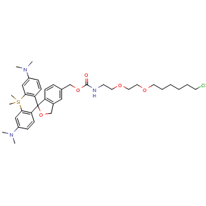 Chemical structure of HMSiR-carbamate-PEG2-C6-Cl , AChemBlock AD287664