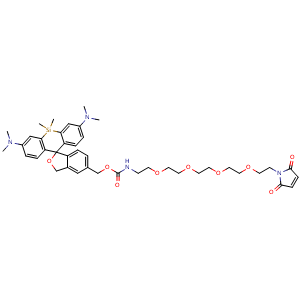 Chemical structure of HMSiR-carbamate-PEG4-Mal , AChemBlock AD287672