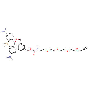 Chemical structure of HMSiR-carbamate-PEG4-propargyl , AChemBlock AD287674