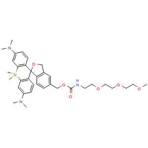 Chemical structure of HMSiR-carbamate-m-PEG3 , AChemBlock AD287682