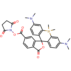 Chemical structure of SiR-NHS ester , CAS 1808181-14-7, AChemBlock AD287686