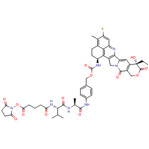 Chemical structure of NHS-C5-VA-PAB-exatecan , AChemBlock AD287697