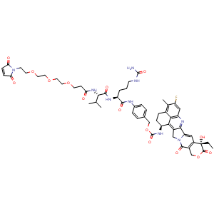 Chemical structure of Mal-PEG3-VC-PAB-exatecan , AChemBlock AD287698