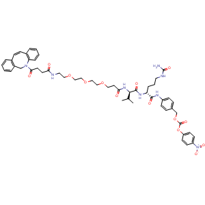 Chemical structure of DBCO-PEG3-Val-Cit-PAB-PNP , AChemBlock AD287704