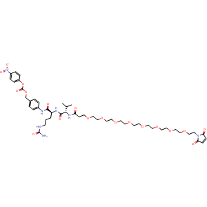 Chemical structure of Mal-PEG8-Val-Cit-PAB-PNP , AChemBlock AD287710