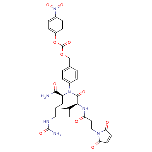Chemical structure of Mal-Val-Cit-PAB-PNP , CAS 1096584-62-1, AChemBlock AD287712