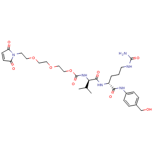 Chemical structure of Mal-PEG2-COO-Val-Cit-PAB-OH , AChemBlock AD287714