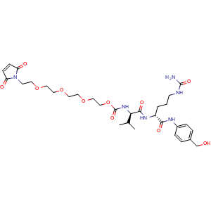 Chemical structure of Mal-PEG3-COO-Val-Cit-PAB-OH , AChemBlock AD287715