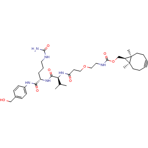 Chemical structure of endo BCN-PEG1-Val-Cit-PABC-OH , AChemBlock AD287716