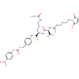 Chemical structure of MC-Val-D-Cit-PAB-PNP , CAS 1350456-66-4, AChemBlock AD287717