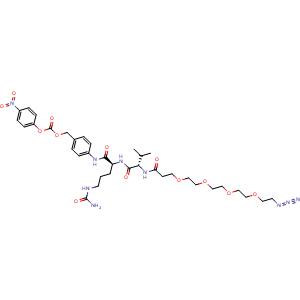 Chemical structure of Azido-PEG4-Val-Cit-PAB-PNP , CAS 1869126-60-2, AChemBlock AD287718
