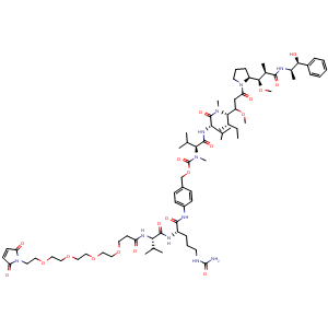 Chemical structure of Mal-PEG4-Val-Cit-PAB-MMAE , AChemBlock AD287728