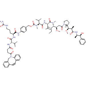 Chemical structure of DBCO-Val-Cit-PAB-MMAE , CAS 2768446-73-5, AChemBlock AD287731