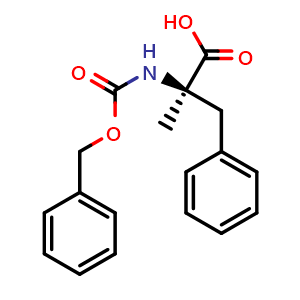 Chemical structure of (R)-2-(((benzyloxy)carbonyl)amino)-2-methyl-3-phenylpropanoic acid , CAS 97206-21-8, AChemBlock AD287736