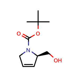 Chemical structure of tert-butyl (R)-2-(hydroxymethyl)-2,5-dihydro-1H-pyrrole-1-carboxylate , CAS 220652-50-6, AChemBlock AD287737
