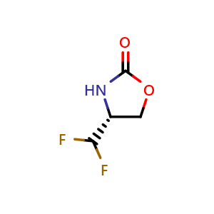Chemical structure of (R)-4-(difluoromethyl)oxazolidin-2-one , CAS 2306248-14-4, AChemBlock AD287741