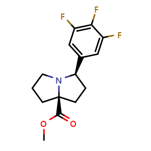 Chemical structure of rel-methyl (3R,7aS)-3-(3,4,5-trifluorophenyl)tetrahydro-1H-pyrrolizine-7a(5H)-carboxylate , CAS 3081055-62-8, AChemBlock AD287742