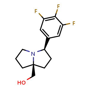 Chemical structure of rel-((3R,7aS)-3-(3,4,5-trifluorophenyl)tetrahydro-1H-pyrrolizin-7a(5H)-yl)methanol , CAS 3065882-33-6, AChemBlock AD287743
