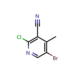 Chemical structure of 5-Bromo-2-chloro-4-methylnicotinonitrile , CAS 1142188-71-3, AChemBlock AD287749