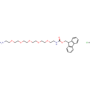 Chemical structure of Fmoc-NH-PEG5-amine HCl , AChemBlock AD287750