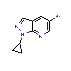 Chemical structure of 5-bromo-1-cyclopropyl-1H-pyrazolo[3,4-b]pyridine , CAS 1895229-45-4, AChemBlock AD287753