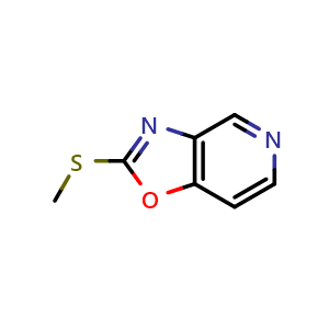 Chemical structure of 2-(Methylsulfanyl)-[1,3]oxazolo[4,5-c]pyridine , CAS 120208-25-5, AChemBlock AD287762