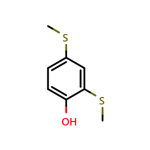 Chemical structure of 2,4-bis(methylthio)phenol , CAS 13333-48-7, AChemBlock AD287763