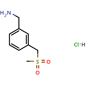 Chemical structure of 3-[(Methylsulfonyl)methyl]benzylamine hydrochloride , CAS 2639449-88-8, AChemBlock AD287774