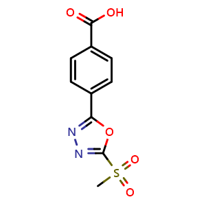 Chemical structure of 4-[5-(Methylsulfonyl)-1,3,4-oxadiazol-2-yl]benzoic Acid , CAS 2857963-64-3, AChemBlock AD287775