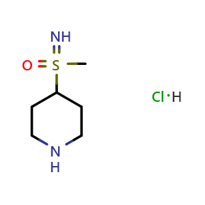 Chemical structure of Imino(methyl)(piperidin-4-yl)-lambda6-sulfanone hydrochloride , CAS 2639410-39-0, AChemBlock AD287781
