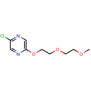 Chemical structure of 2-Chloro-5-[2-(2-methoxyethoxy)ethoxy]pyrazine , CAS 2030211-23-3, AChemBlock AD287787