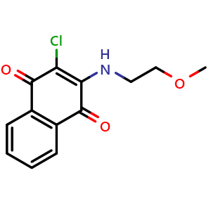 Chemical structure of 2-Chloro-3-(2-methoxyethylamino)naphthalene-1,4-dione , CAS 22272-22-6, AChemBlock AD287789