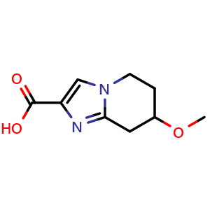 Chemical structure of 7-Methoxy-5,6,7,8-tetrahydroimidazo[1,2-a]pyridine-2-carboxylic acid , CAS 2059954-61-7, AChemBlock AD287794