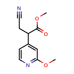 Chemical structure of Methyl 3-Cyano-2-(2-methoxypyridin-4-yl)propanoate , CAS 2978696-60-3, AChemBlock AD287799