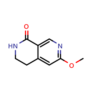 Chemical structure of 6-Methoxy-3,4-dihydro-2,7-naphthyridin-1(2H)-one , CAS 1393576-16-3, AChemBlock AD287803