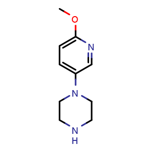 Chemical structure of 1-(6-Methoxypyridin-3-yl)piperazine , CAS 158399-76-9, AChemBlock AD287804