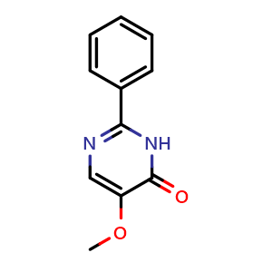 Chemical structure of 5-Methoxy-2-phenylpyrimidin-4(3H)-one , CAS 85386-21-6, AChemBlock AD287807