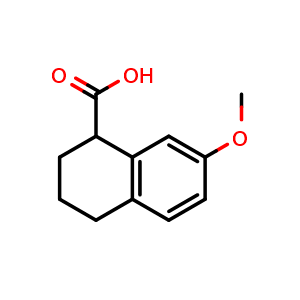 Chemical structure of 7-Methoxy-1,2,3,4-tetrahydronaphthalene-1-carboxylic acid , CAS 85858-95-3, AChemBlock AD287812
