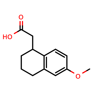 Chemical structure of 2-(6-Methoxy-1,2,3,4-tetrahydronaphthalen-1-yl)acetic acid , CAS 68254-80-8, AChemBlock AD287819
