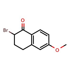 Chemical structure of 2-Bromo-6-methoxy-3,4-dihydronaphthalen-1(2H)-one , CAS 20933-24-8, AChemBlock AD287820