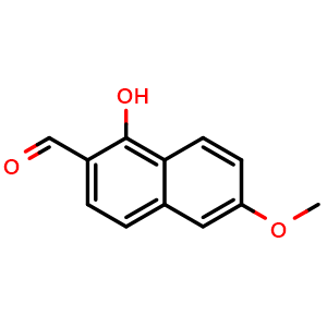 Chemical structure of 1-Hydroxy-6-methoxy-2-naphthaldehyde , CAS 111258-03-8, AChemBlock AD287821